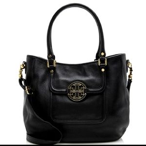 Tory Burch Black Amanda Double Handle Classic Convertible Hobo/ Crossbody...